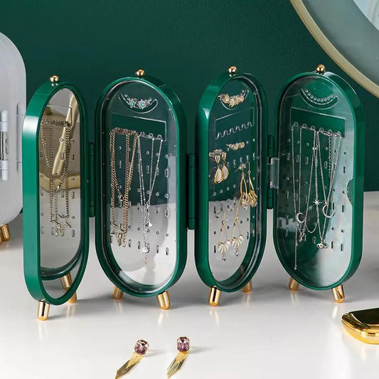 Luxe Foldable Jewelry Organizer with Mirror